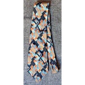 Tie 70s 80s 90s Y2K Mens Austin Grey Toupe Blue Black Brown silk 4 Wide 58 Long